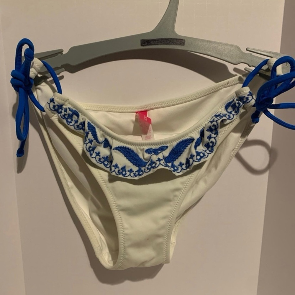 Victorias Secret Small Swimsuit Bikini Bottom only
White and Blue Ruffle